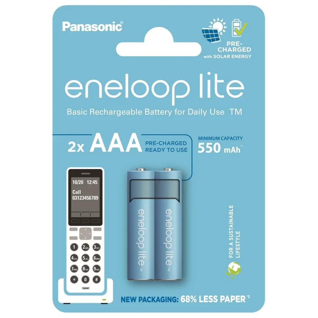 Акумулятор Panasonic Eneloop NI-MH Lite AAA 550 мАг, 2 шт., BK-4LCCE/2DCP UA